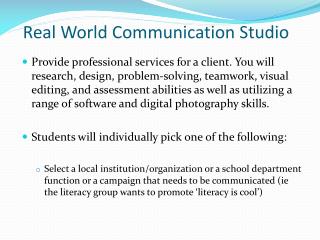 Real World Communication Studio