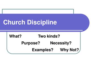 Church Discipline