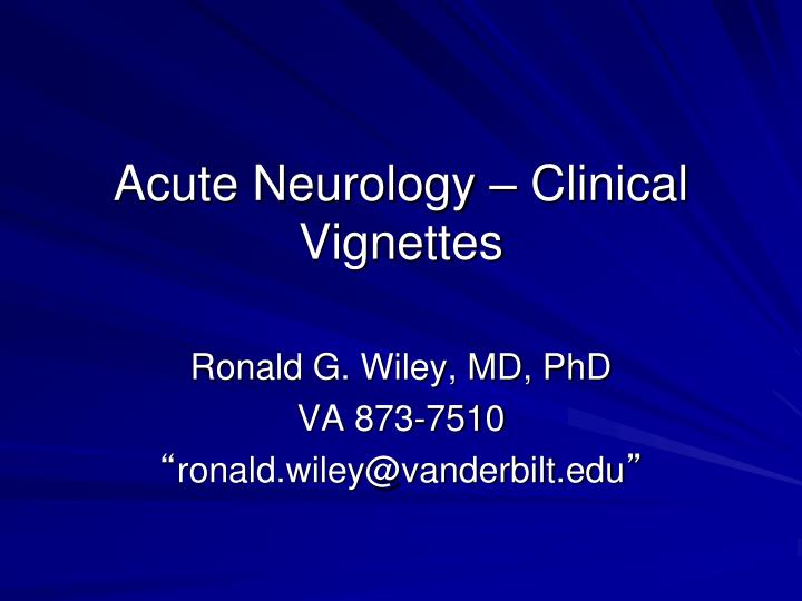 acute neurology clinical vignettes