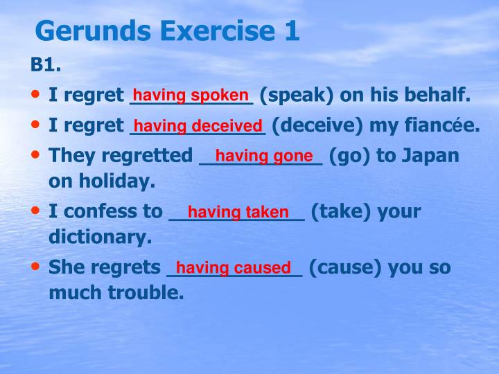 gerunds exercise 1