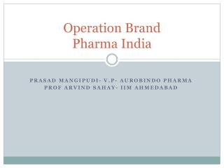 Operation Brand Pharma India
