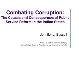 Combating Corruption: The Causes and Consequences of Public Service Reform in the Indian States