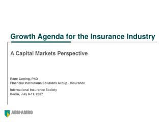 Growth Agenda for the Insurance Industry