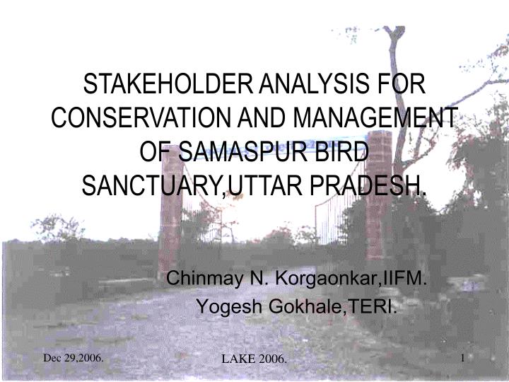 stakeholder analysis for conservation and management of samaspur bird sanctuary uttar pradesh