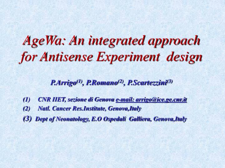 agewa an integrated approach for antisense experiment design