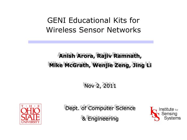 geni educational kits for wireless sensor networks