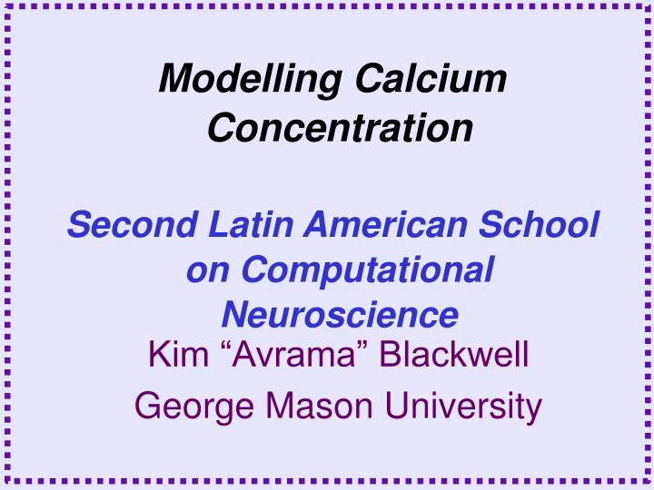 modelling calcium concentration second latin american school on computational neuroscience