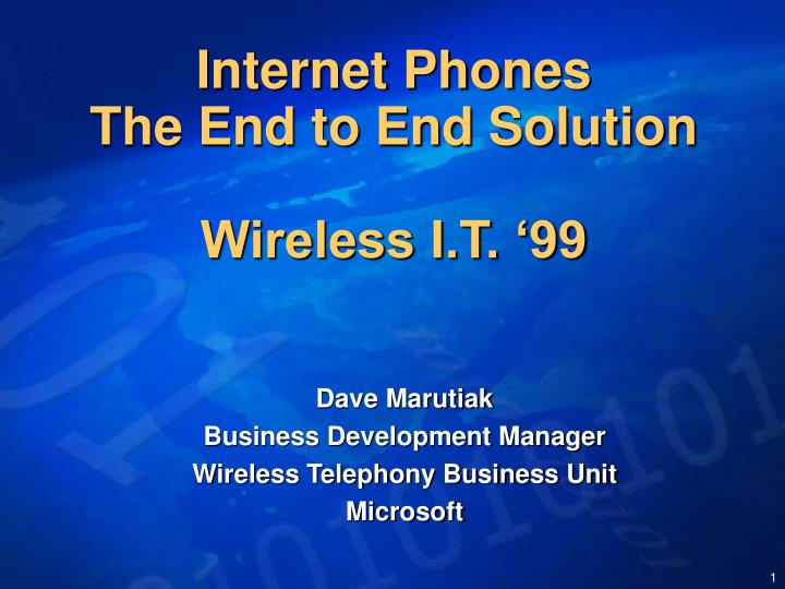 internet phones the end to end solution wireless i t 99