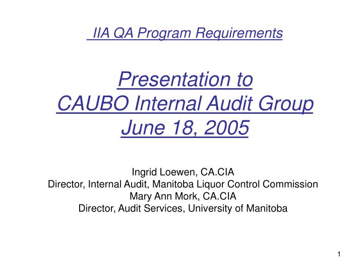 iia qa program requirements presentation to caubo internal audit group june 18 2005