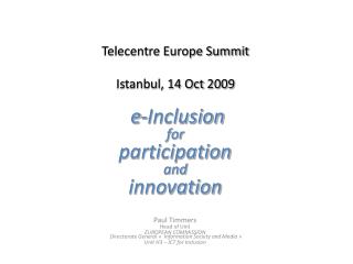 Telecentre Europe Summit Istanbul, 14 Oct 2009