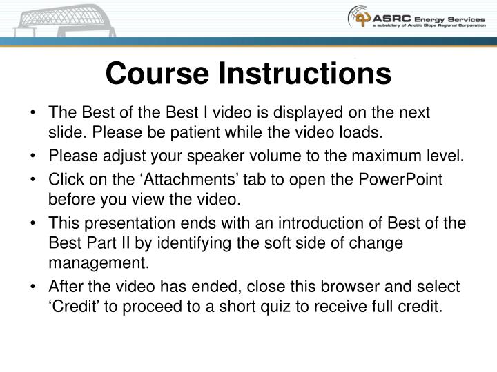 course instructions