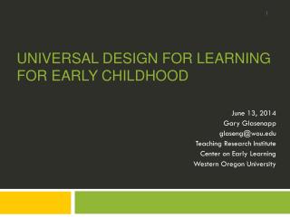 Universal design for Learning for early childhood