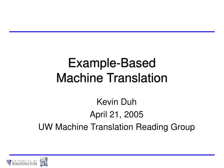 example based machine translation
