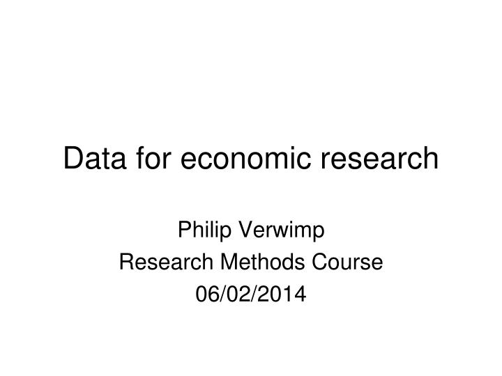 data for economic research
