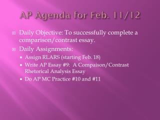 AP Agenda for Feb. 11/12
