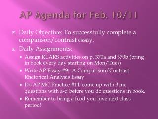 AP Agenda for Feb. 10/11