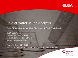 Role of Water in Ion Analysis