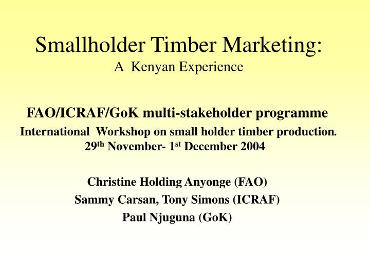 smallholder timber marketing a kenyan experience