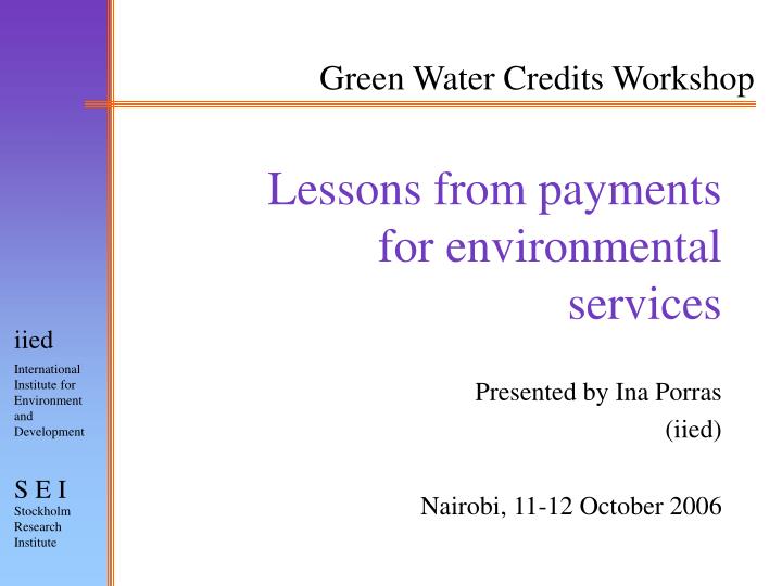 lessons from payments for environmental services