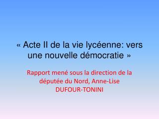 acte ii de la vie lyc enne vers une nouvelle d mocratie