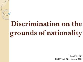 Discrimination on the grounds of nationality
