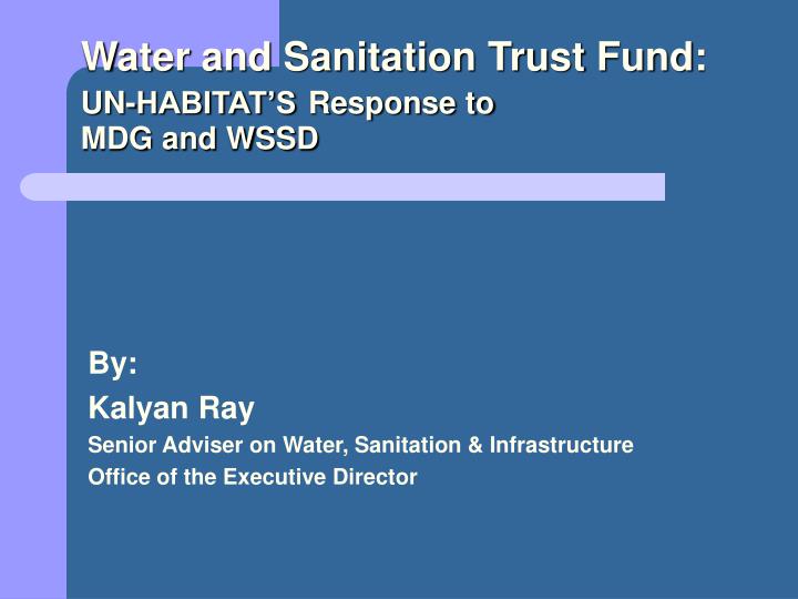 by kalyan ray senior adviser on water sanitation infrastructure office of the executive director