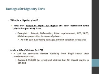 Damages for Dignitary Torts