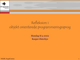 refleksion i objekt orienterede programmeringssprog