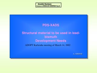 PDS-XADS Structural material to be used in lead-bismuth Development Needs