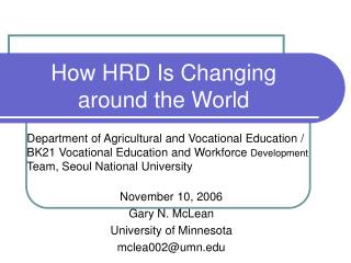How HRD Is Changing around the World