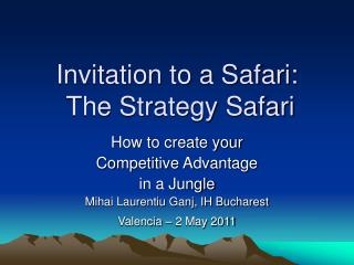 Invitation to a Safari: The Strategy Safari