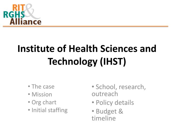 institute of health sciences and technology ihst
