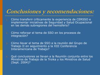 conclusiones y recomendaciones