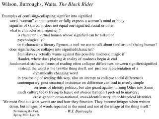 Wilson, Burroughs, Waits, The Black Rider