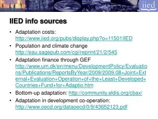 IIED info sources