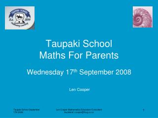 Taupaki School Maths For Parents
