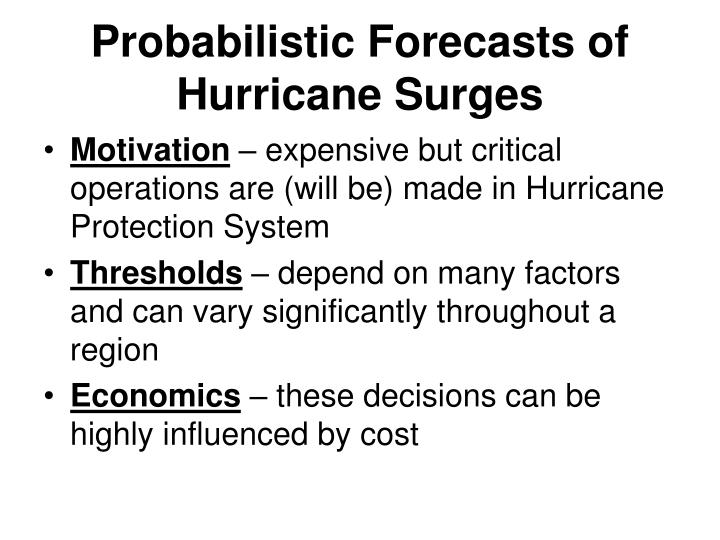 probabilistic forecasts of hurricane surges