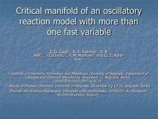Critical manifold of an oscillatory reaction model with more than one fast variable