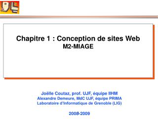 Chapitre 1 : Conception de sites Web M2-MIAGE