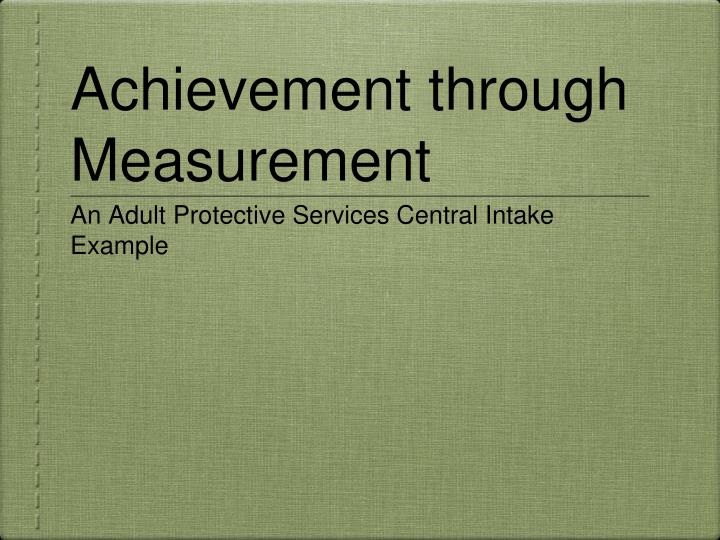 achievement through measurement