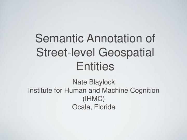 semantic annotation of street level geospatial entities