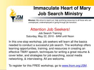 Immaculate Heart of Mary Job Search Ministry