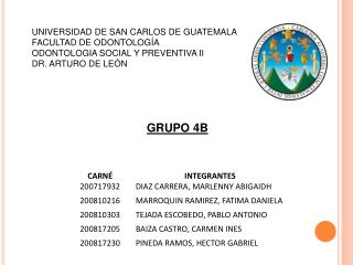 UNIVERSIDAD DE SAN CARLOS DE GUATEMALA FACULTAD DE ODONTOLOGÍA ODONTOLOGIA SOCIAL Y PREVENTIVA II