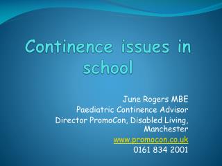 Continence issues in school