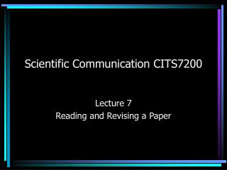 Scientific Communication CITS7200