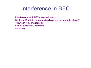 Interference in BEC