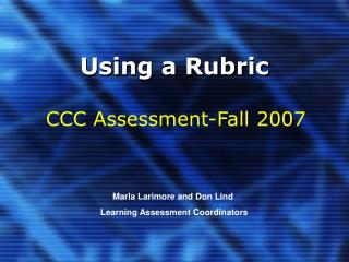 Using a Rubric