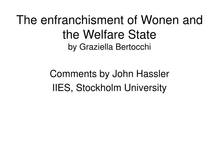 the enfranchisment of wonen and the welfare state by graziella bertocchi