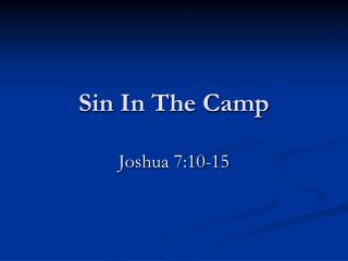 Sin In The Camp