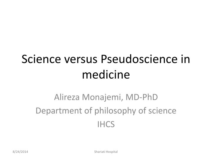 science versus pseudoscience in medicine
